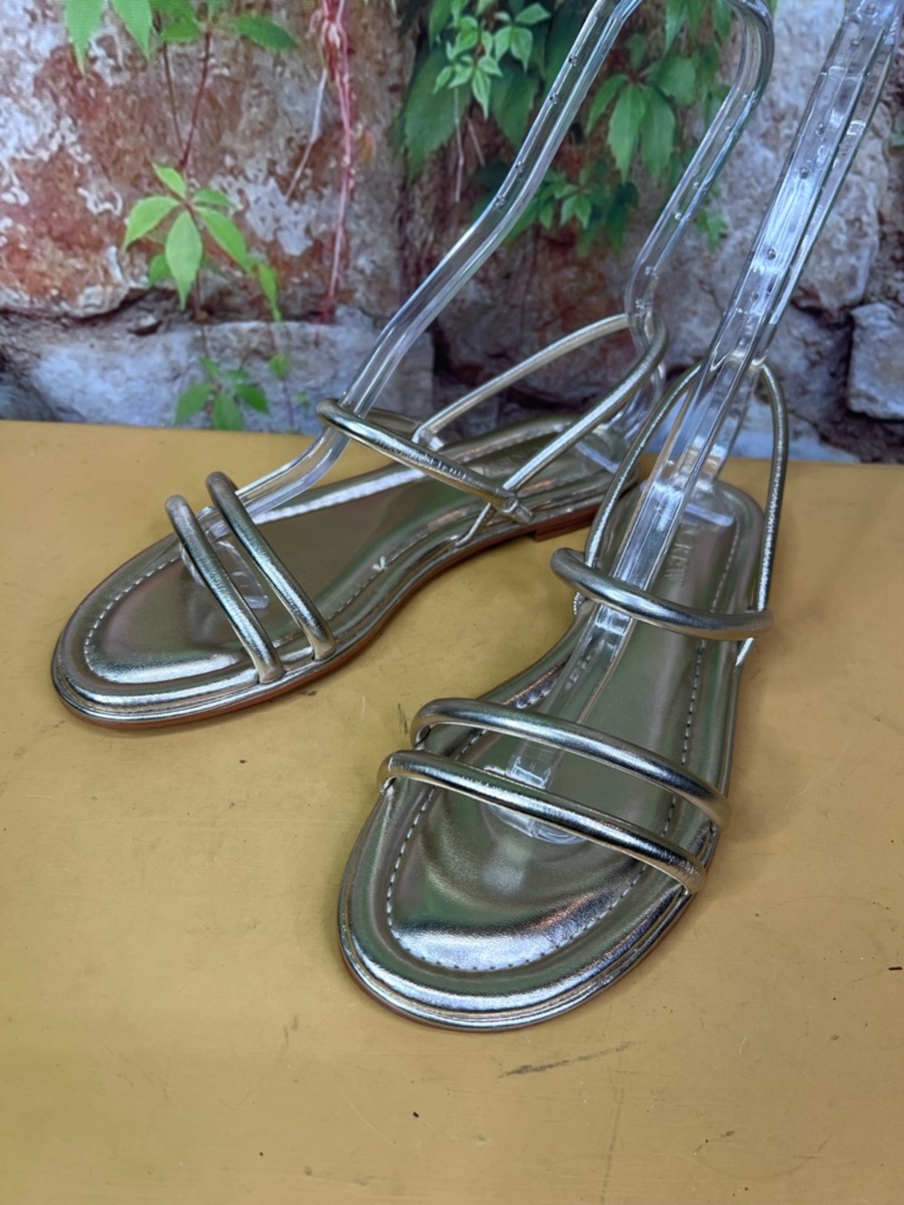 J. CREW Tubular Gold Metallic Strappy Sandals, 9 - Picture 3 of 8